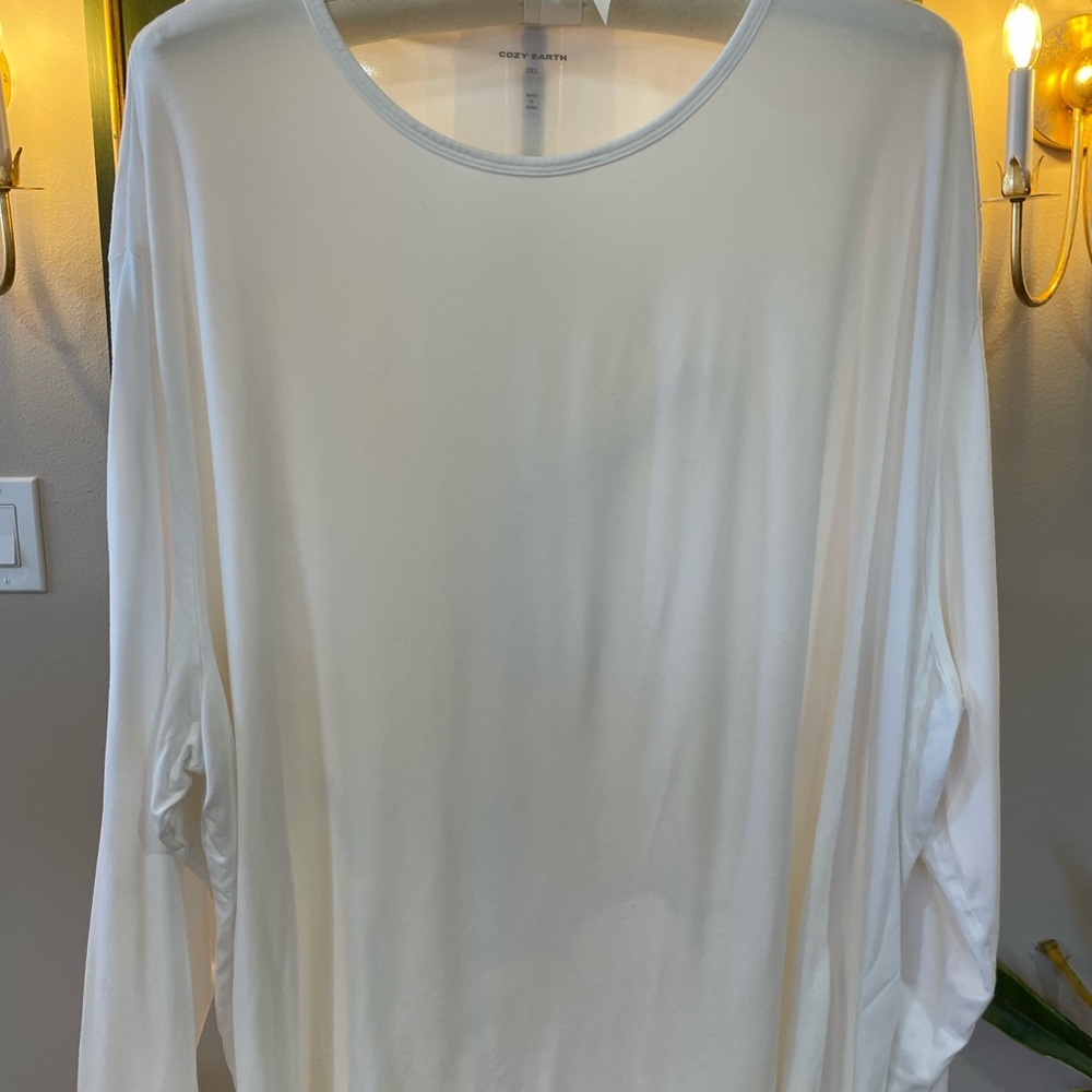 Cozy Earth Women's Bamboo Stretch-Knit Long Sleeve Lounge Tee - Picture 2 of 5
